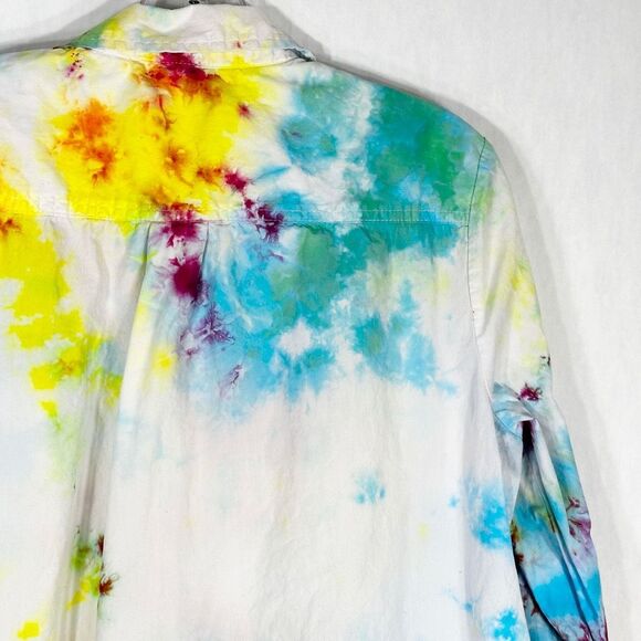 Cato Size Large Top The Drama Tie Dye Handmade Button Down Pink Green Cotton 954 - Picture 8 of 12
